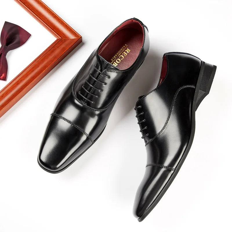 2025 Business New Fashion Men Dress Shoes Leather Men Wedding Oxford Shoes Lace-Up Office Suit Men's Casual Shoes Luxury Formal
