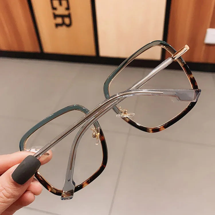 Fashion Blue Light Blocking Myopia Glasses 0 TO -6 Unisex Clear Lens Computer Goggles Ovesized Square Women's Spectacle Frames