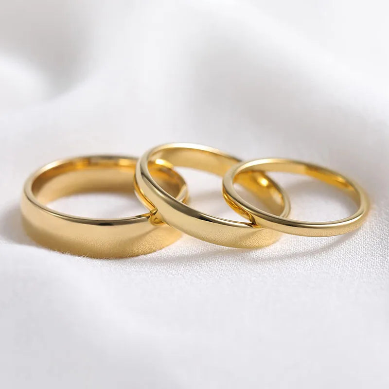 Tigrade Gold Color Tungsten Ring Couple Men Women Classic Wedding Engagement Band 2/4/6/8mm Special Write Engraving Name/Logo