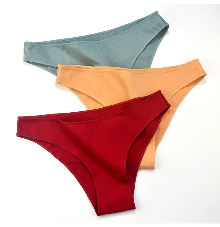 2Pcs Women Cotton Panties Comfortable Underwear Solid Low Waist Briefs Female Underpants Elasticity Breathable Lingerie M-XL