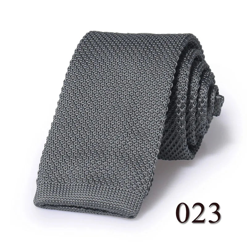HUISHI Knit Tie Slim Fashion Knitted Ties For Men Solid Black White Gray Blue Burgundy Knitted Necktie 5.5cm Skinny Men Necktie