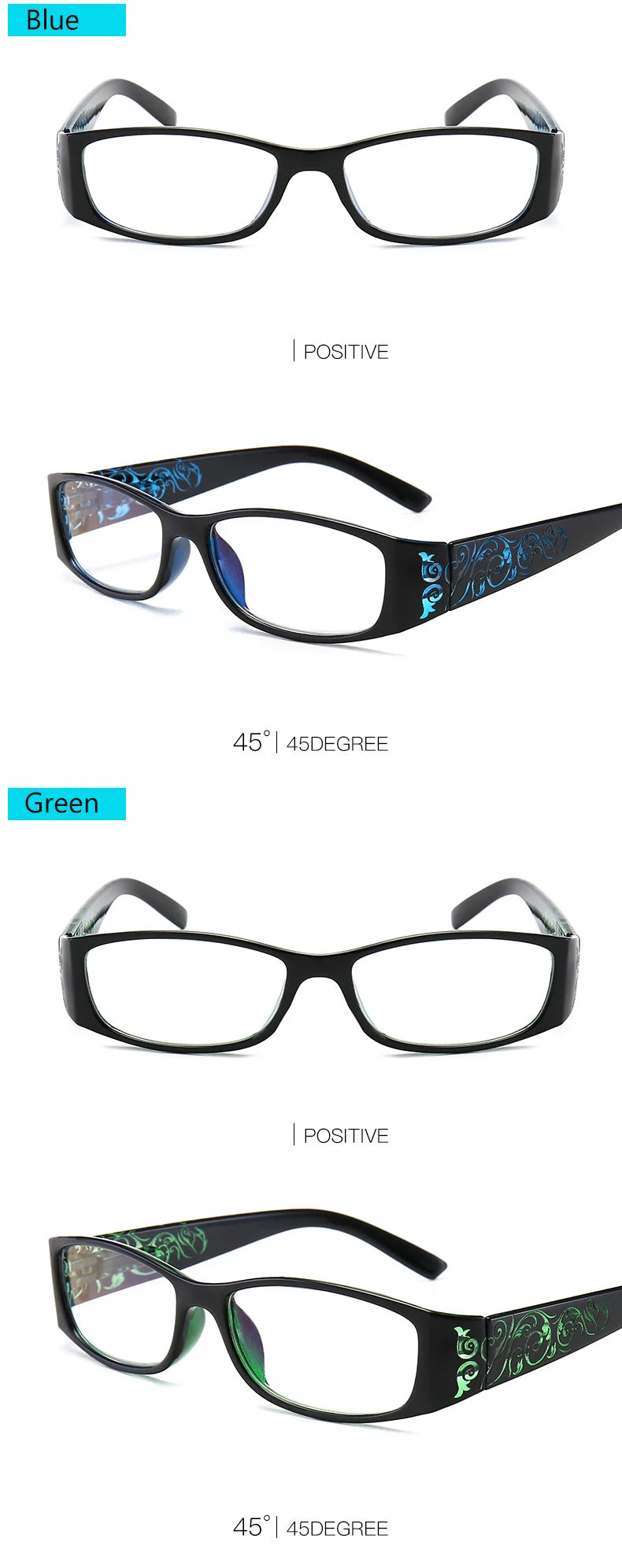 Fashion Vintage Floral Anti Blue Light Reading Glasses Men's Women's Spring Hinge Presbyopic Eyeglasses Comfortable +1.0~ +4.0