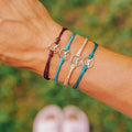 4PCs/Set Bohemian Style Geometric Cord Rope Colorful Hollow Tree Mountain Charm Circle Bracelet Unisex Party Jewelry