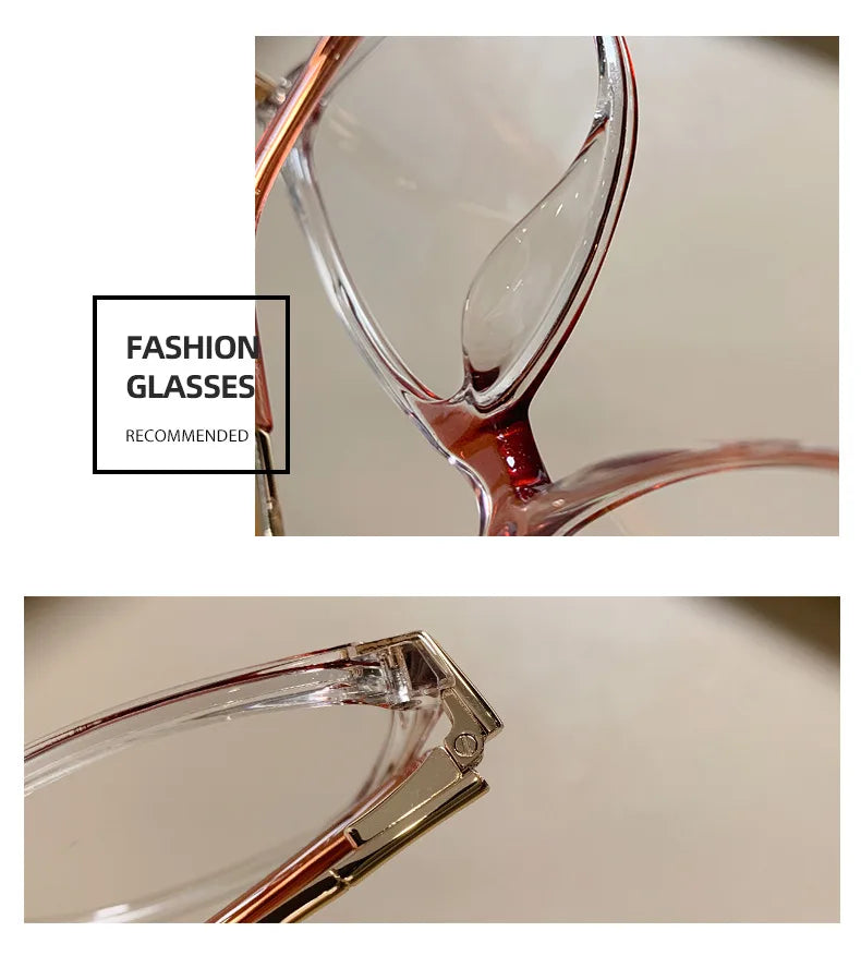 Blue Light Blocking Cat Eye Nearsighted Eyeglasses Women Men TR90 Metal Spring Hinge Eyeglasses Luxury Myopia Glasses -1.75 -6.0