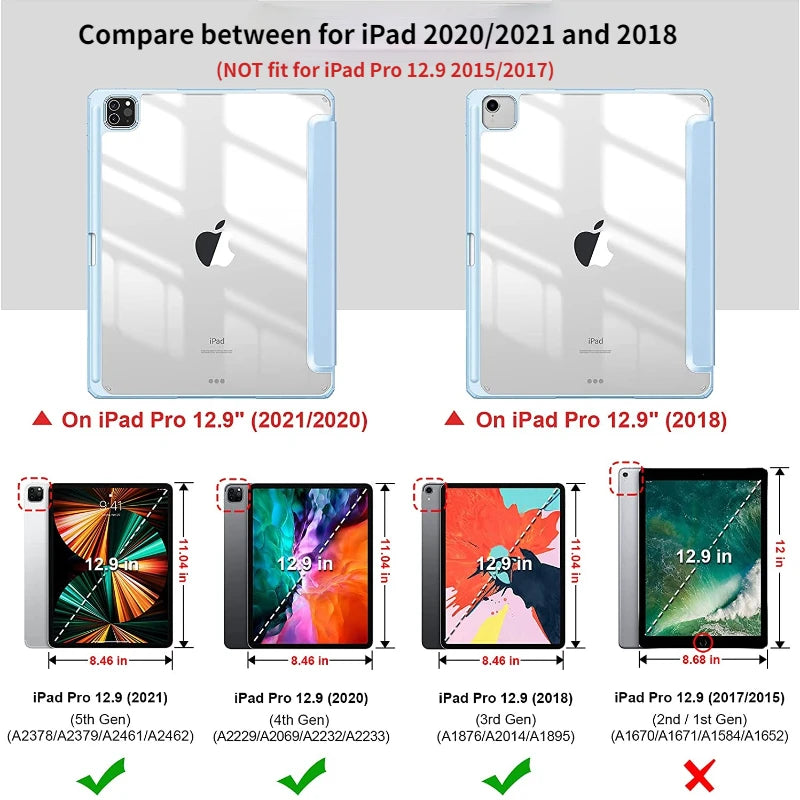 For iPad Pro 11 12.9 Case 2022 2021 2020  Tabet Cover for iPad Pro 11 Air 4 5 10.9 10 10th Generatuon Mini 6 Pencil Holder Cases