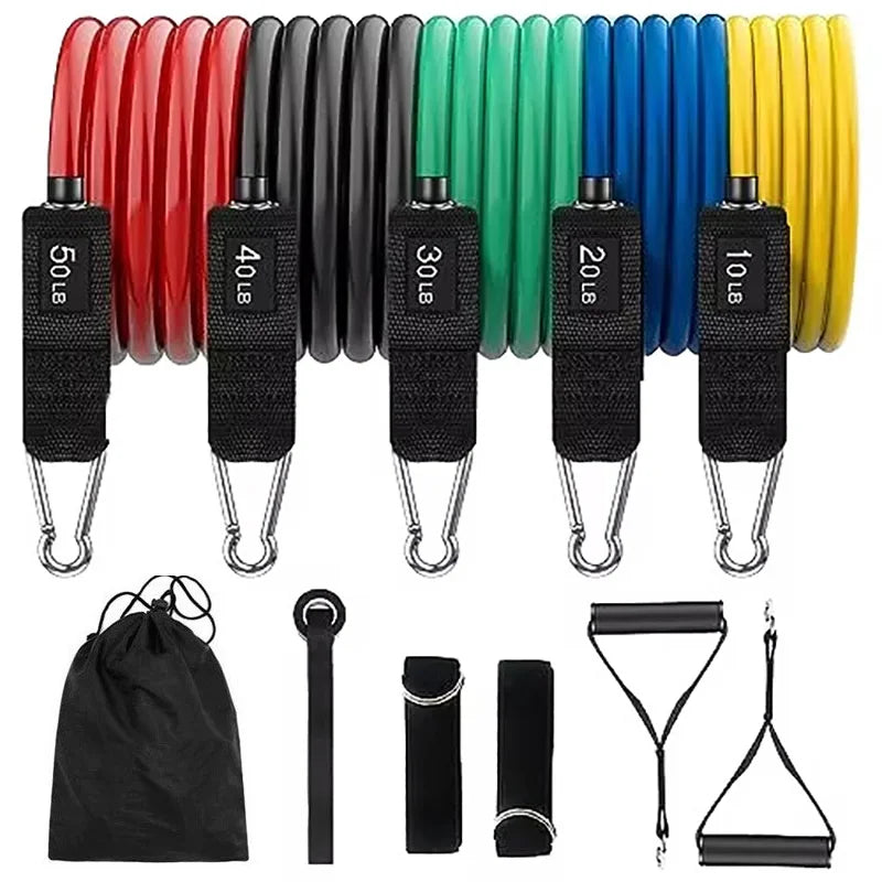 11 Pcs Latex Resistance Band Set Yoga Natural Rubber Exercise Bands Gym Accessories Resist Band Tube Resistance Leagues Sport