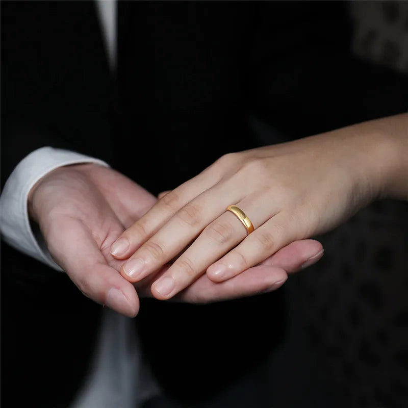 Tigrade Gold Color Tungsten Ring Couple Men Women Classic Wedding Engagement Band 2/4/6/8mm Special Write Engraving Name/Logo