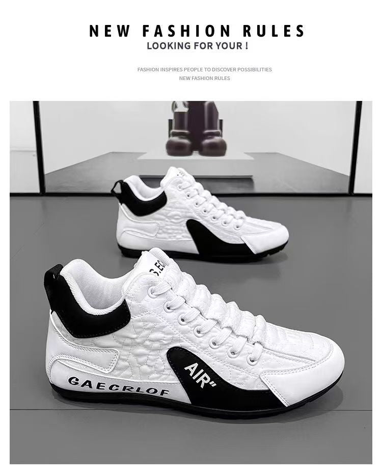 High-top shoes for men, new spring and autumn leather surface breathable leisure sports shoes, soft sole anti-skid driving Forre