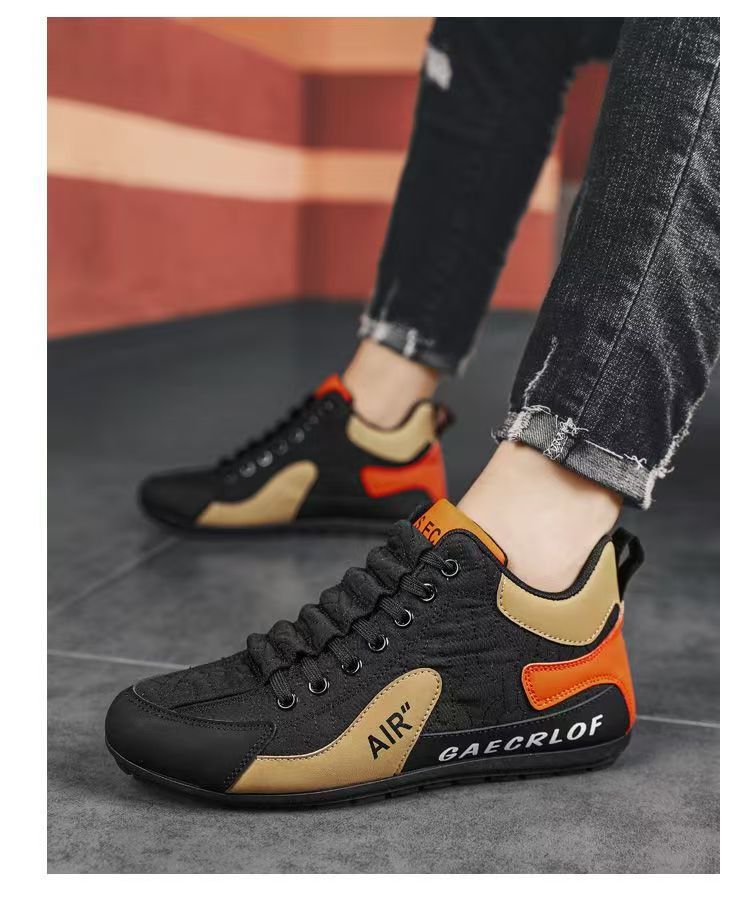 High-top shoes for men, new spring and autumn leather surface breathable leisure sports shoes, soft sole anti-skid driving Forre