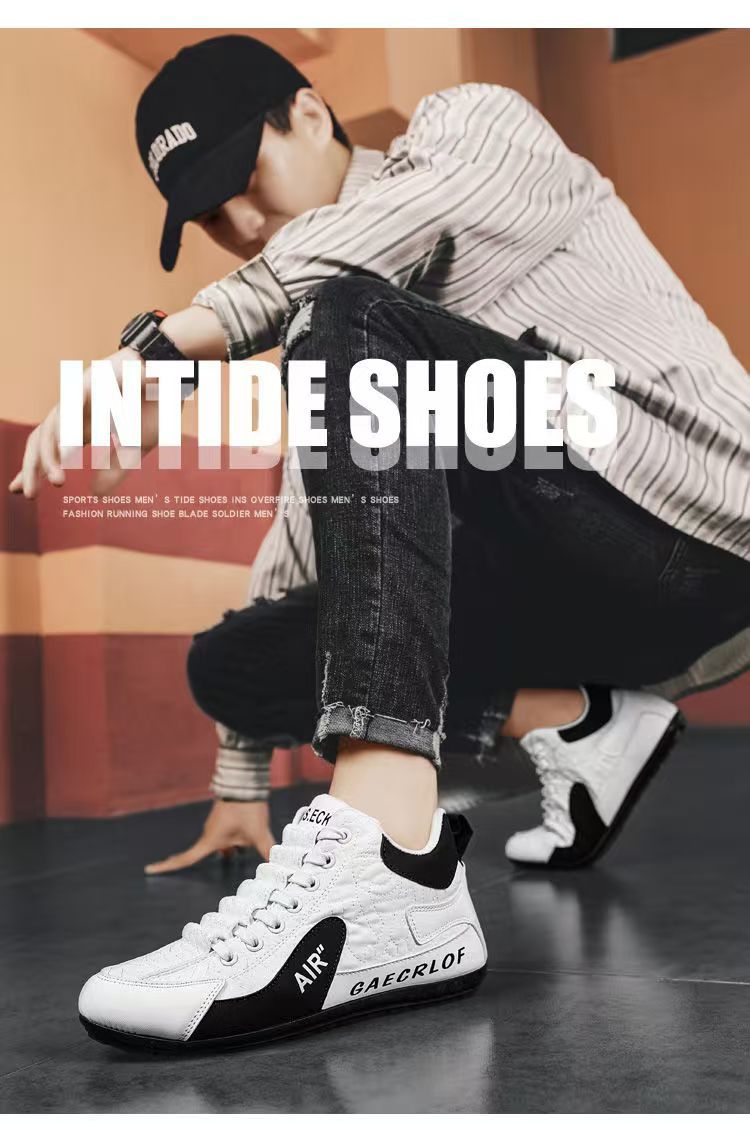 High-top shoes for men, new spring and autumn leather surface breathable leisure sports shoes, soft sole anti-skid driving Forre
