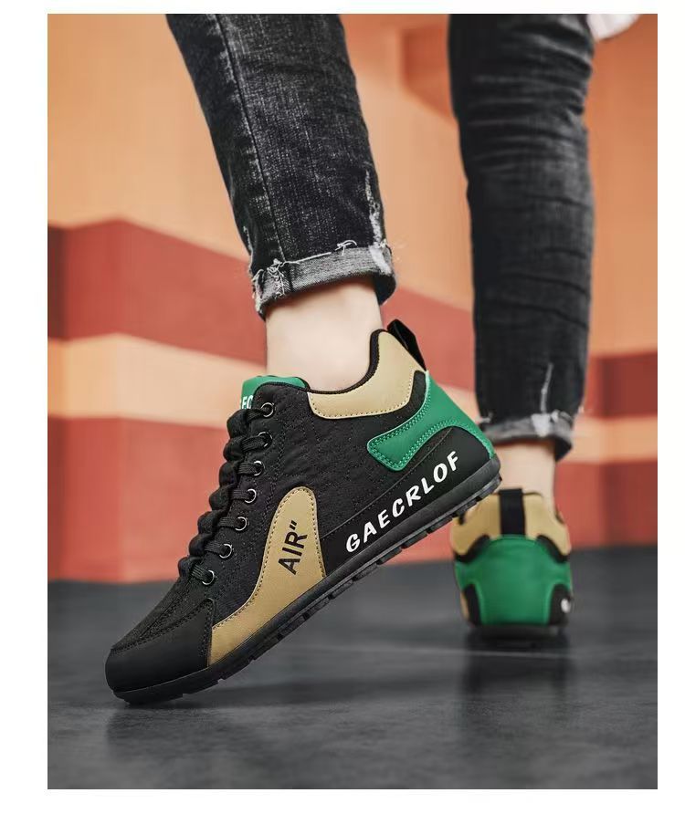 High-top shoes for men, new spring and autumn leather surface breathable leisure sports shoes, soft sole anti-skid driving Forre
