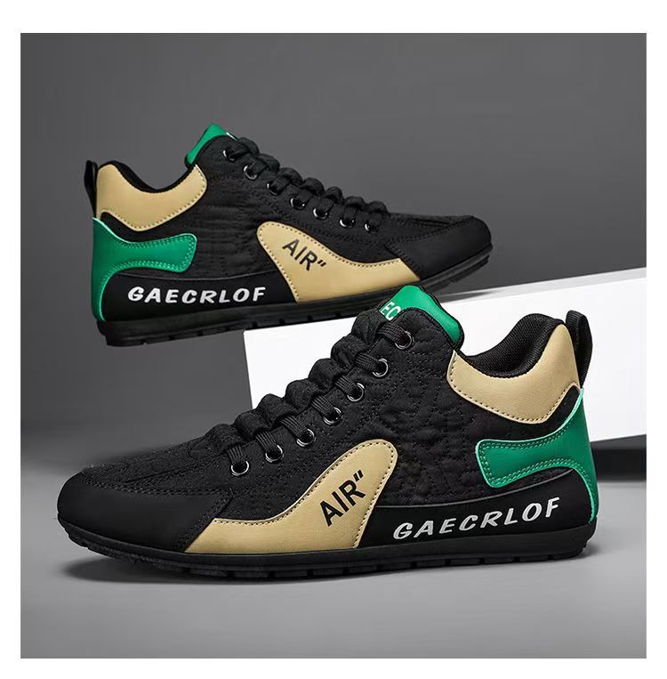 High-top shoes for men, new spring and autumn leather surface breathable leisure sports shoes, soft sole anti-skid driving Forre