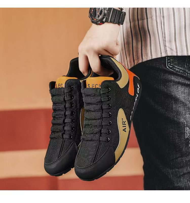 High-top shoes for men, new spring and autumn leather surface breathable leisure sports shoes, soft sole anti-skid driving Forre