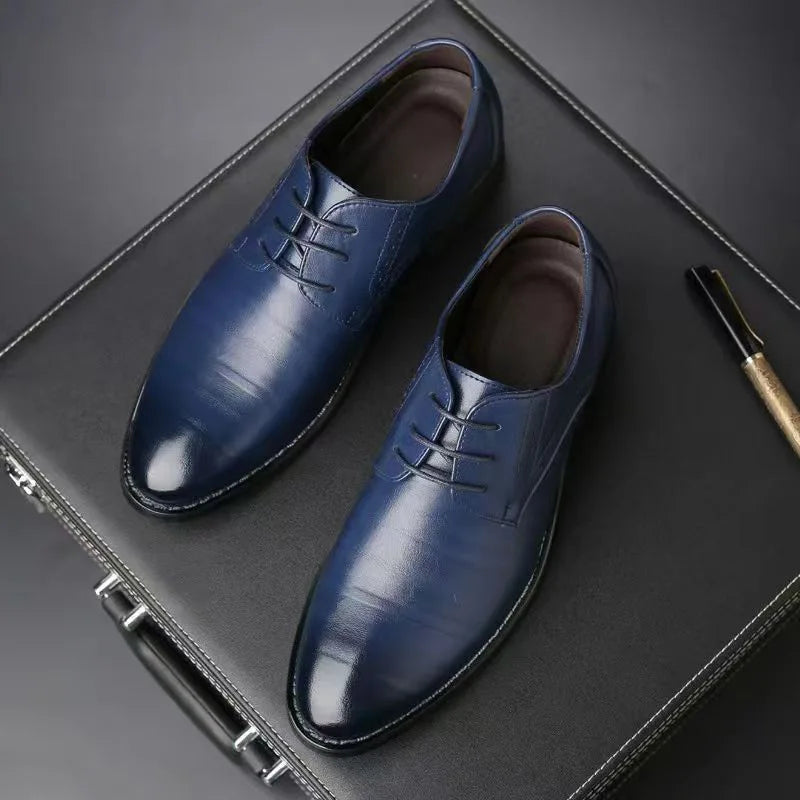 Men Dressing Shoes Formal for Men's Casual Shoe Leather Social Wedding Designer Pointed Toe Black Office Winter Shoes