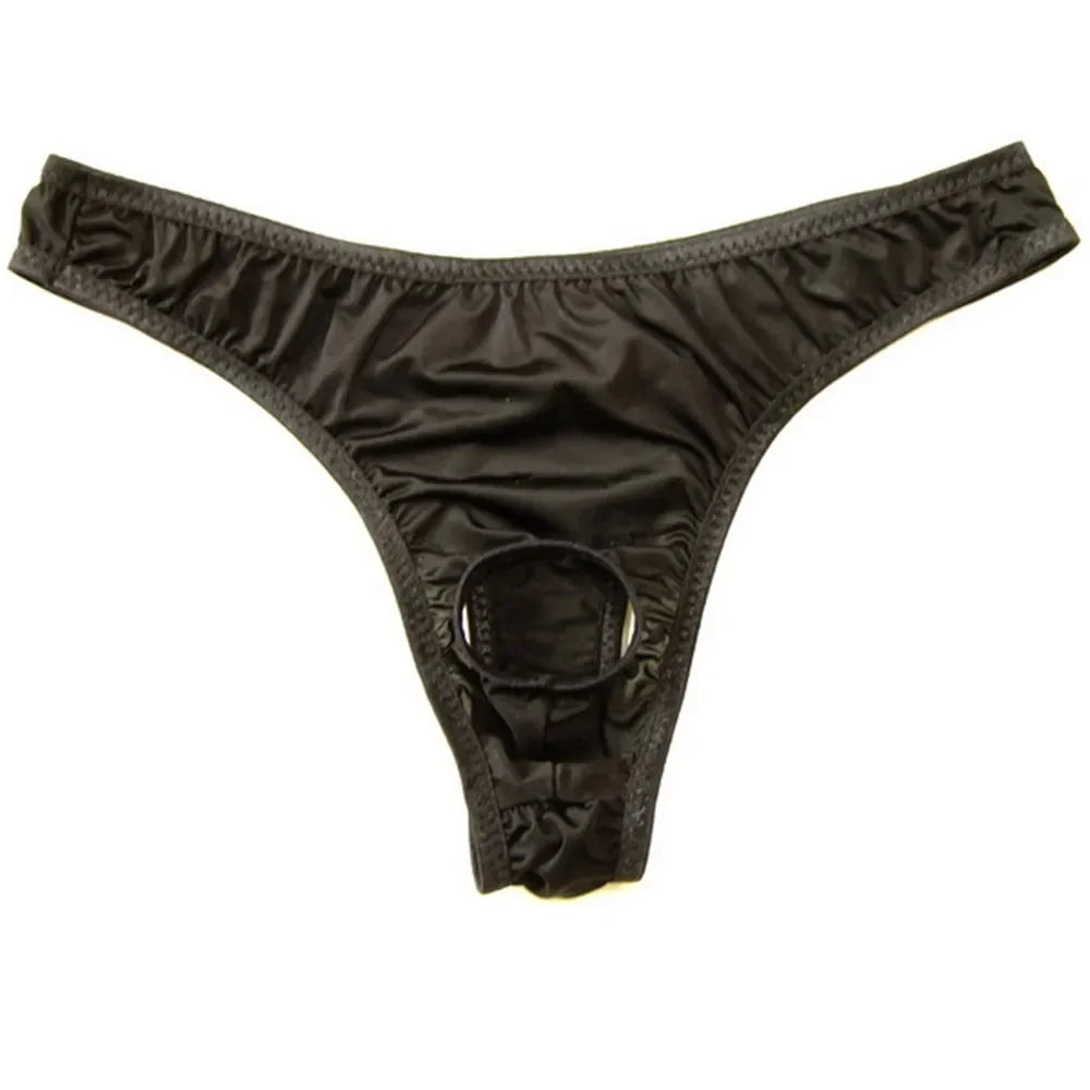 Translucent Nylon Thong Men Jockstrap Gay Lingerie Cock Hole Mens String Bikini Homme Men's Erotic Tanga Gay Wear
