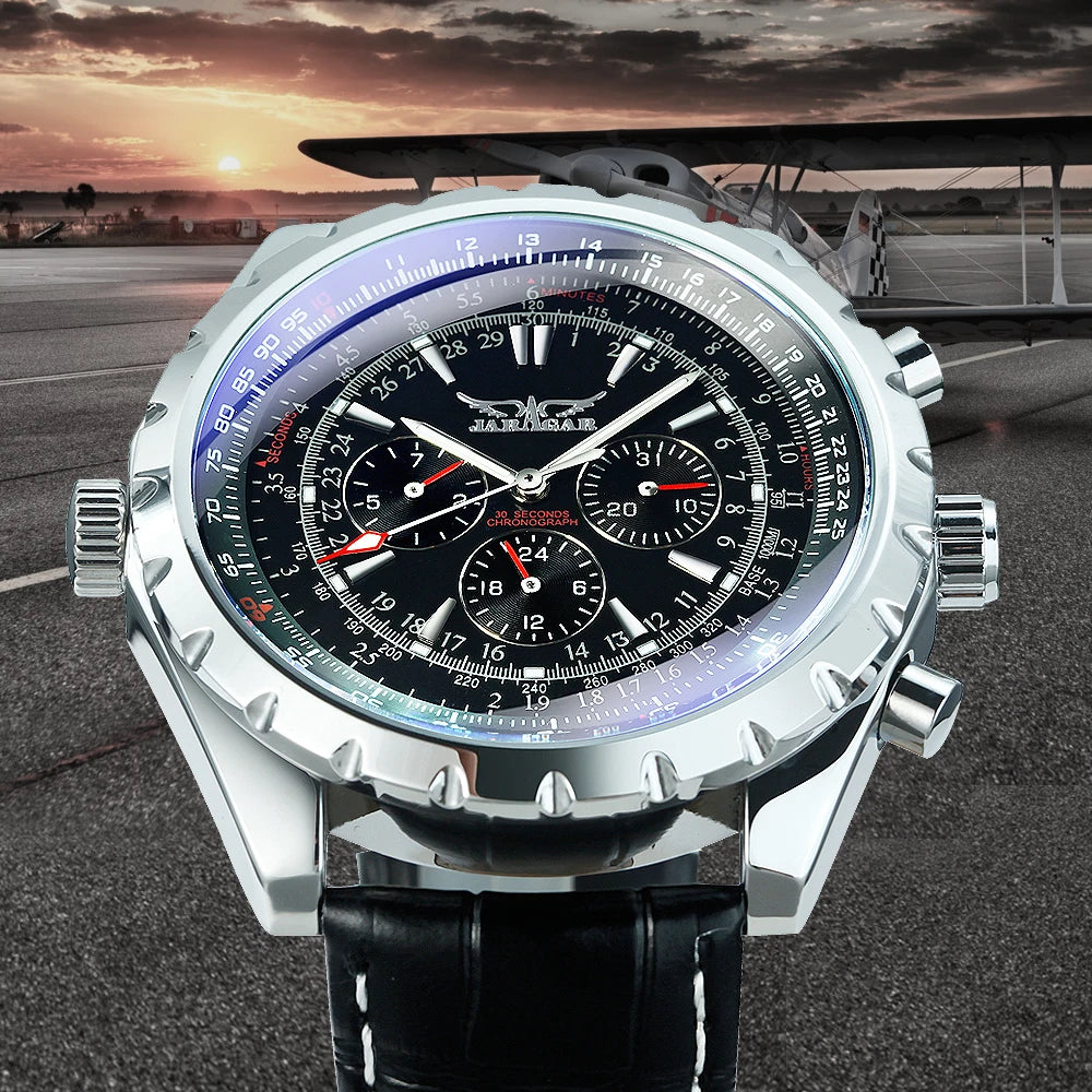 JARAGAR Sports Mens Watches Top Brand Luxury Automatic Mechanical Watch for Men Casual Leather Steel Strap Military Wristwatches