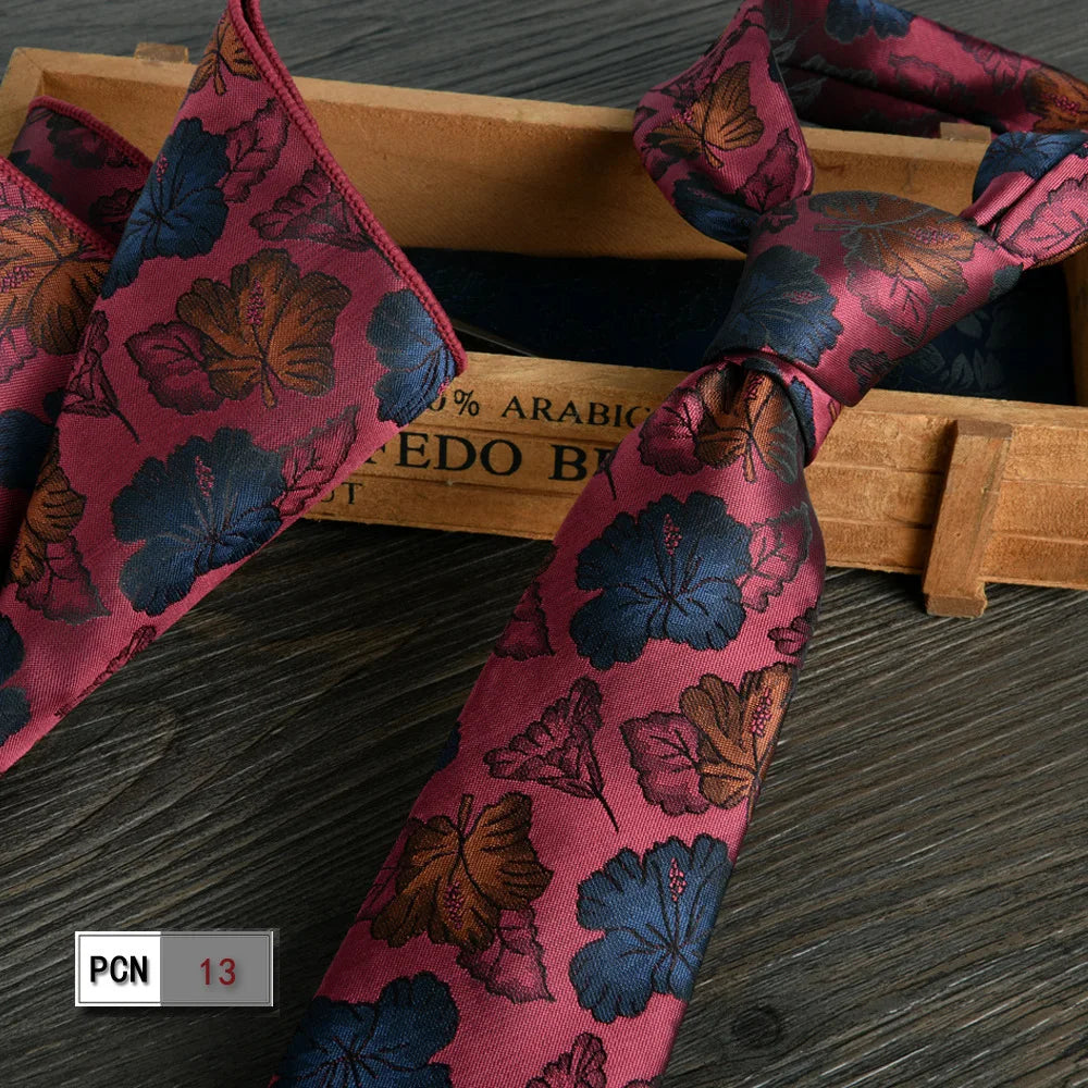 man tie set swine red 8cm Men's Formal tie and pocket square set 2-Piece Business Wedding burgundy ties for men and neckties man