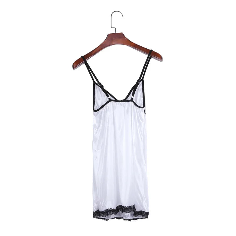 Sexy Perspective Fun Nightgown Women Sleepwear Lace Floral Nightie Lingerie Suspenders Nightdress Comfortable Robe Summer