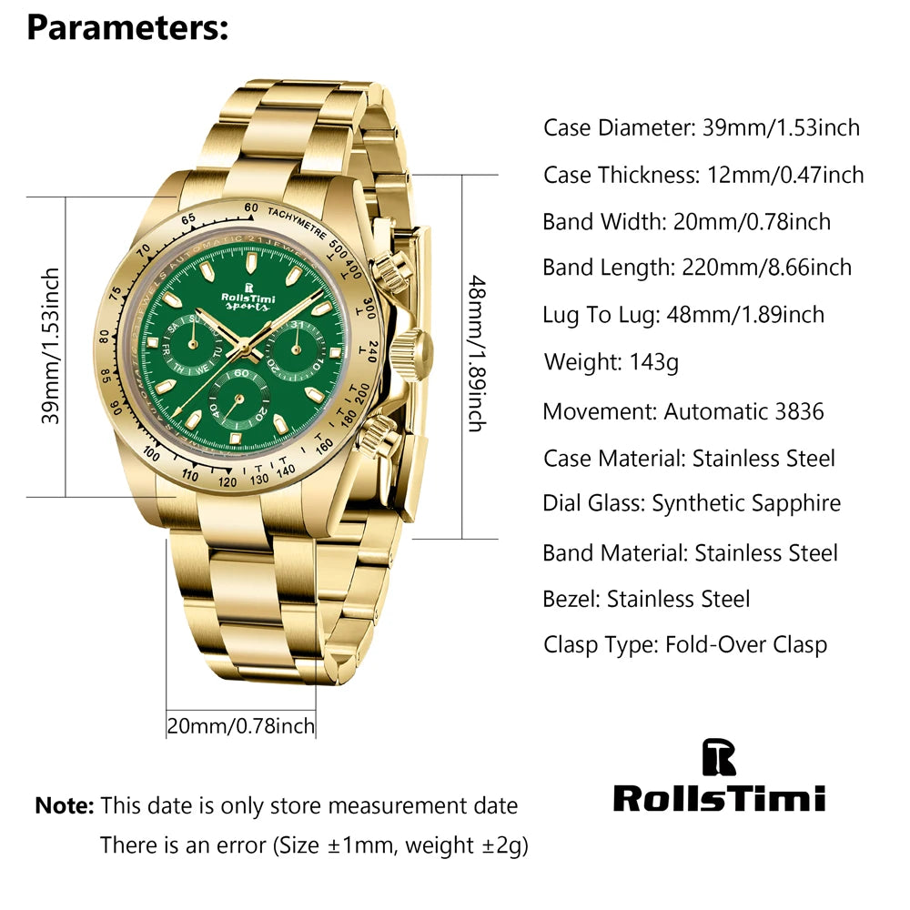 Men's watches top brand luxury mechanical watches men's Rollstimi137 luminous 30 meters waterproof stainless steel men's watches