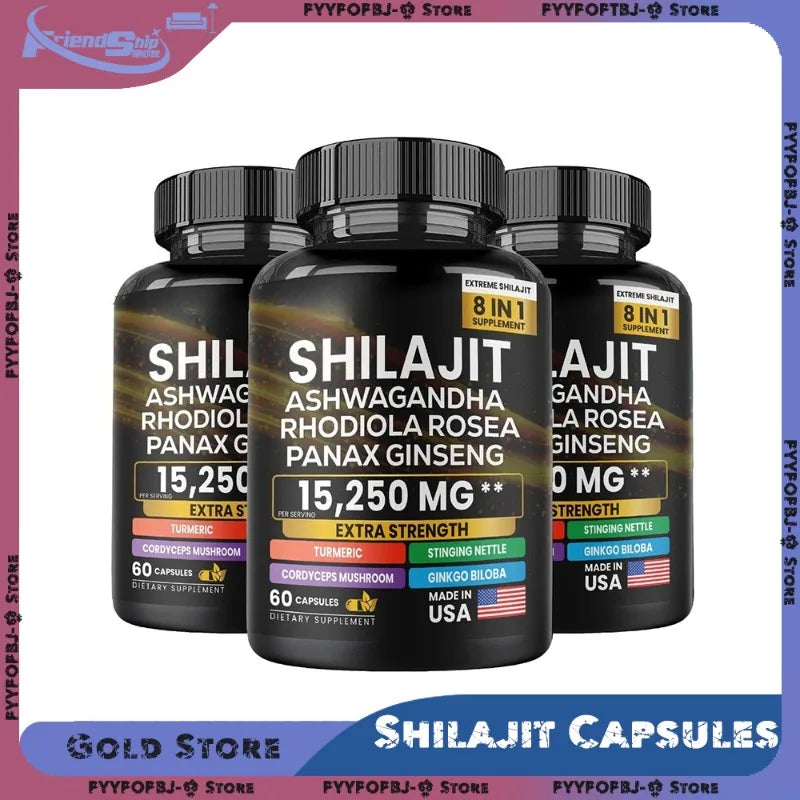 8 in 1 Shilajit Soft Capsules Supplement Natural Mineral Resin Like Substance Nourishing Agent Resist Oxidation Enhance Immunity