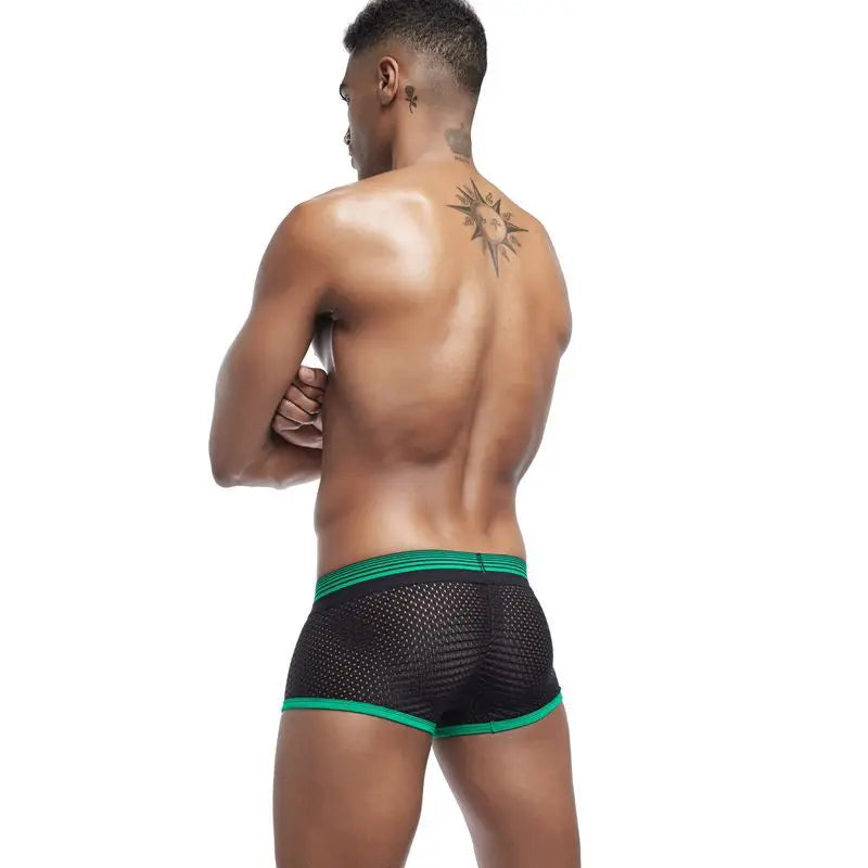 JOCKMAIL Men Underwear Boxes Mesh Quick Drying Ice Silk Breathable Youth Fashion Calzoncillos Sexy Am Gosteren Killer Sansursuz