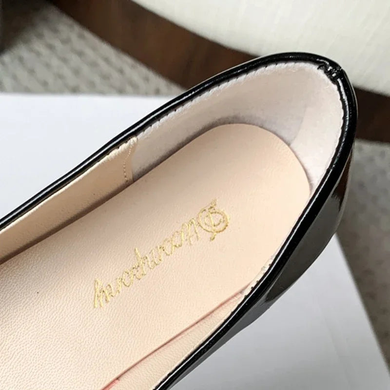 Women's Formal Uniform Shoes Spring Autumn Black Versatile Flat Shoes Women Causal Loafers Non-slip Ladies Ballet Leather Shoes