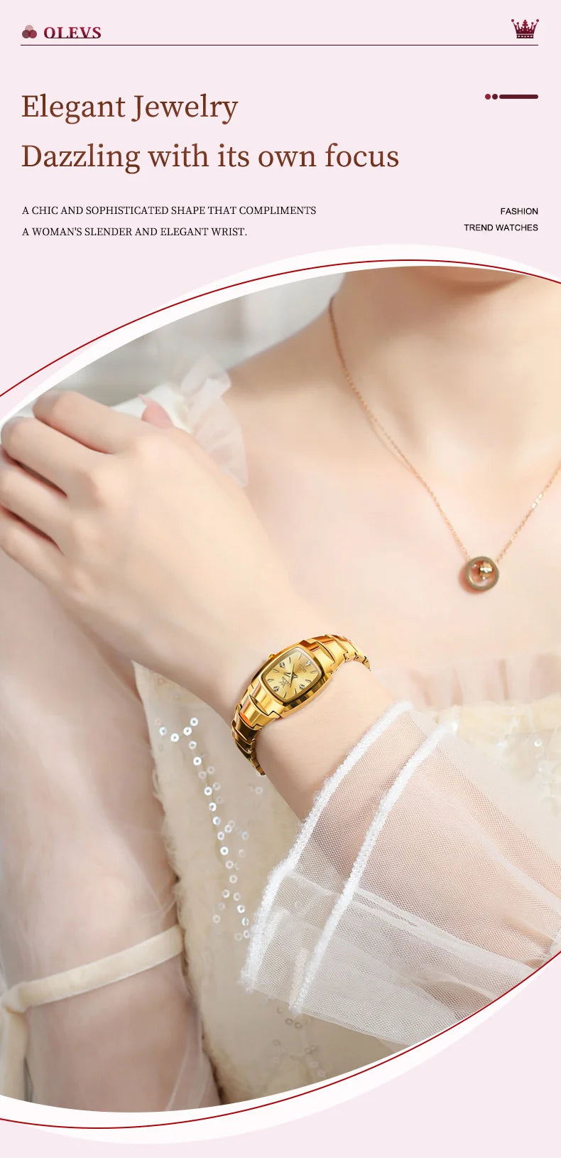 OLEVS 7006 Women's Watches Top Brand Elegance Quartz Montres Femmes Waterproof Tungsten Steel Case Strap Luminous Date Watch