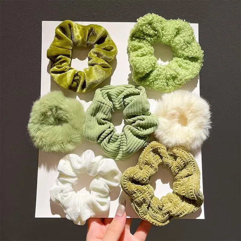 7Pcs/Set Women Hair Scrunchies Velvet Elastic Hair Band for Girls Ponytail Holder Rubber Bands Hairband Women Hair Accessories