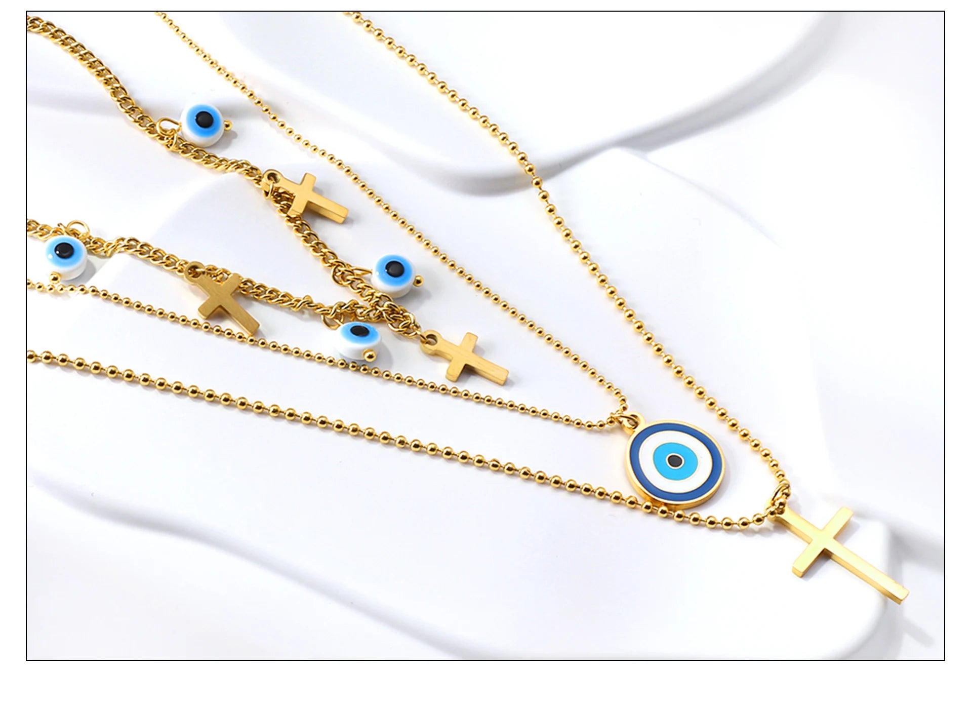 Classic Cross Pendant Necklaces For Women Girls Fashion Gold Plated Stainless Steel O Chain Collares Para Mujer Jewelry Gifts