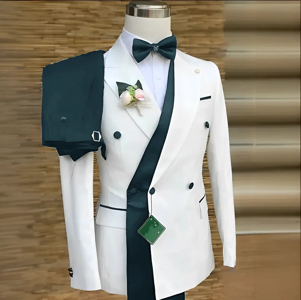 Double Breasted Formal Suits for Men Business Prom Blazer with Pants Wedding Groom Tuxedo Male Suits Custom 2 Pieces Suit Jacket