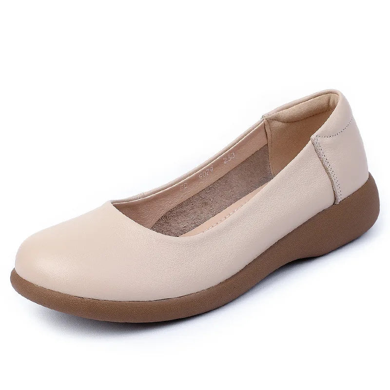 2025 Women Shoes Genuine Leather Spring New Dress Shoes Women Large Size Low Heels Office Lady Shoes