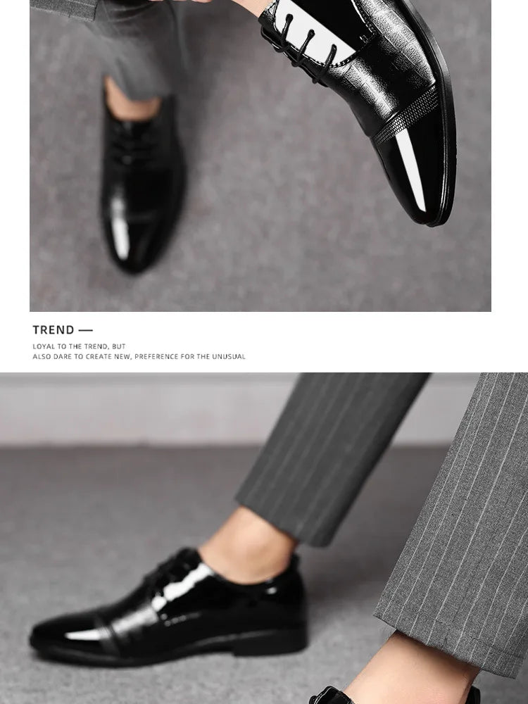Men's Oxfords Shoes Lace Up Point Toe Business Casual Shoes for Men Wedding Party Office Men's Shoes Luxury Dress Shoe 2026 New