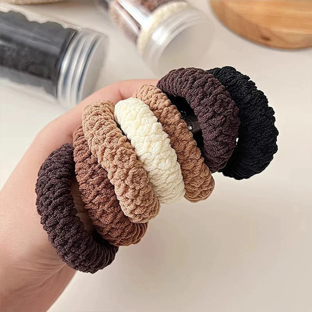 6/12pcs Hair Rope Female Thickened High Stretch Rubber Band Tie Hair Trim Holster, High End Hair Ring, High Ponytail Head Rope