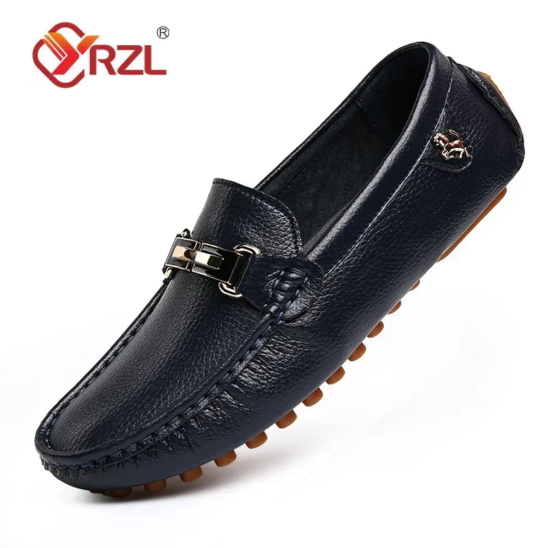 YRZL Shoes Men Handmade PU Leather Loafer Casual Driving Flats Slip-on Shoes Luxury Comfy Moccasins White Loafers Shoes for Men