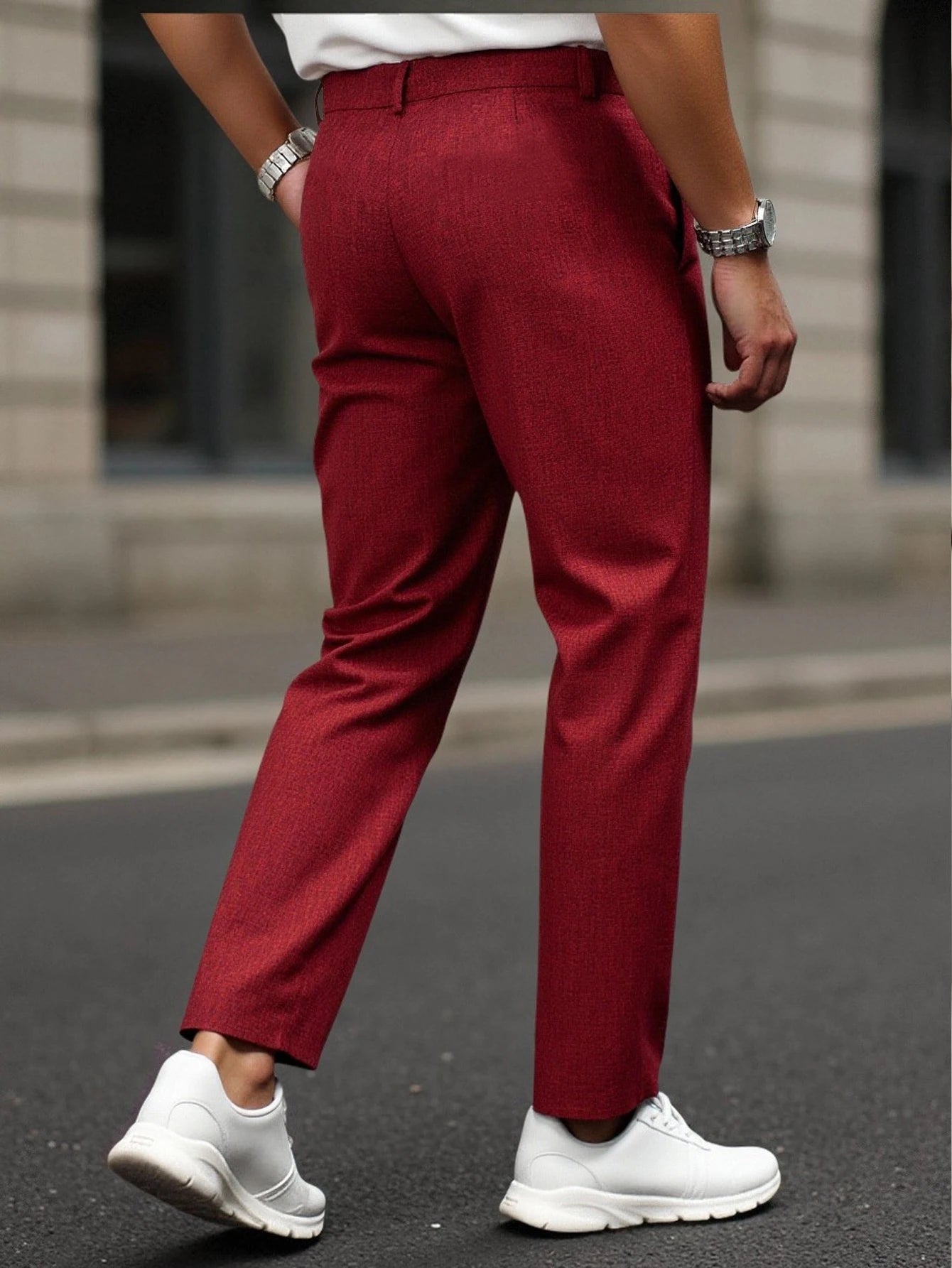 Men's Casual Fashionable Dress Pants Straight Leg Long Trousers for Gentlemen