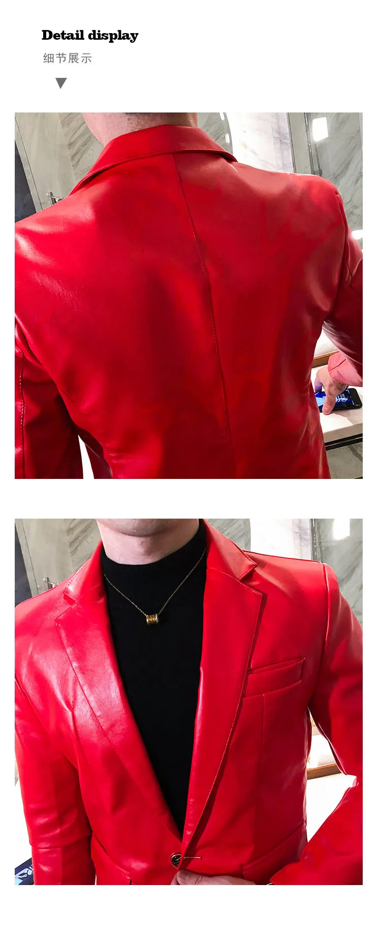 Men Casual Black White Suit Leather Jacket /Men Solid Color Business Suit Collar PU Blazers Dress Coat Fashion /New Men Clothing