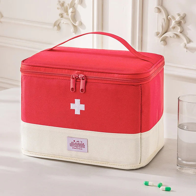 Medicine Organizer Bag for Family - Large Capacity Portable Drug Storage Pouch, First Aid Kit for Home & Travel Use