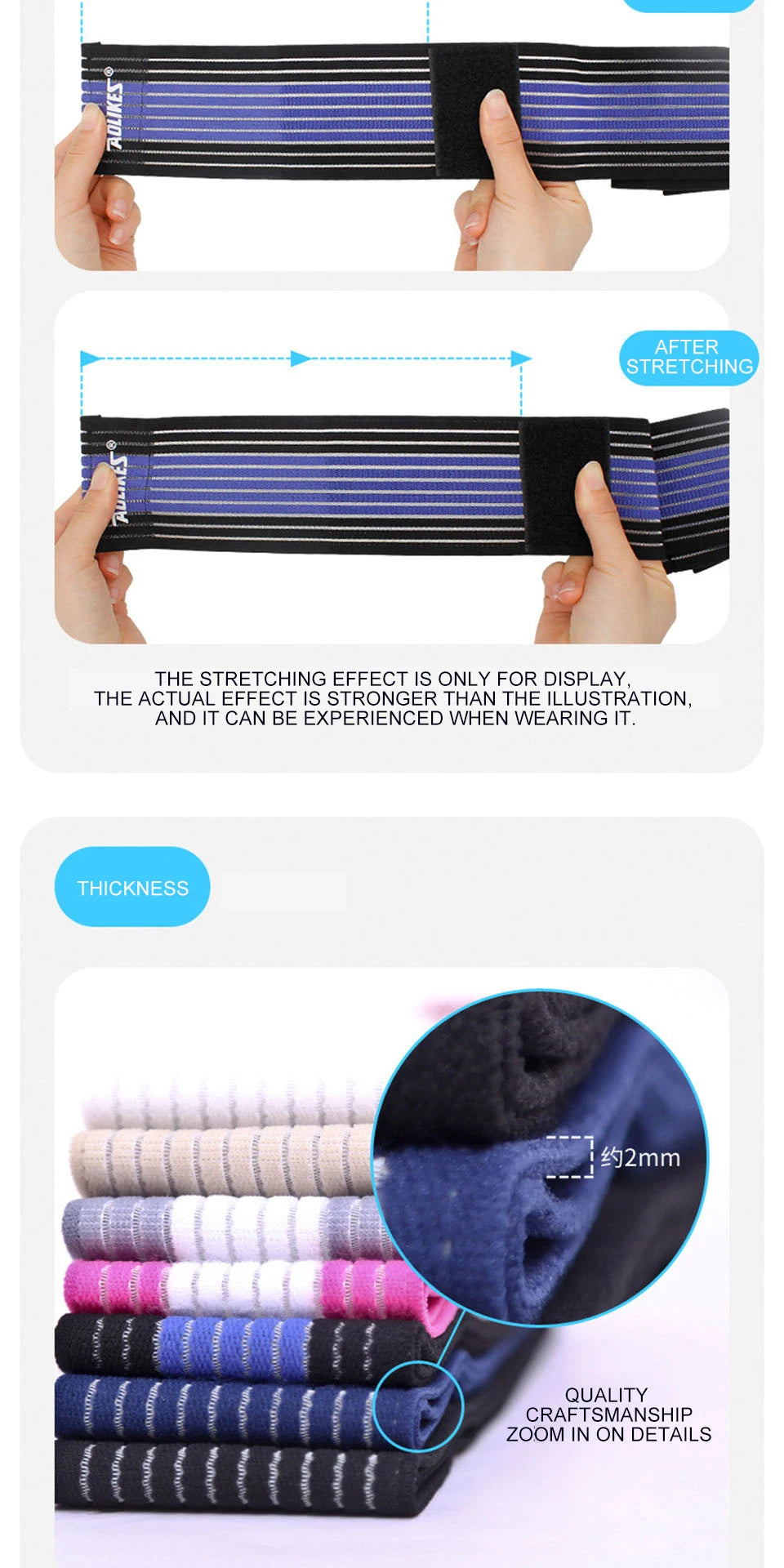 AOLIKES 1PC 40-180CM Elastic Bandage Compression Knee Support Sports Strap Knee Protector Bands Ankle Leg Elbow Wrist Calf Brace