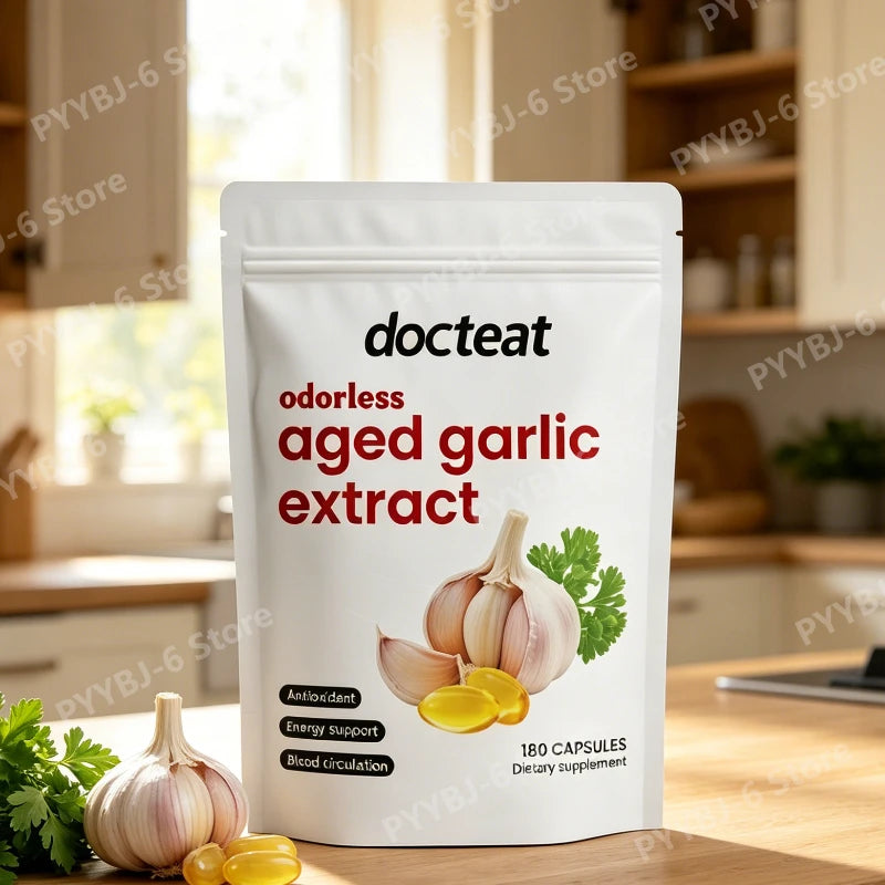Odorless Aged Garlic Extract Capsules Antioxidant Support Energy & Immune Health Daily Dietary Supplement for Adults180 Capsules