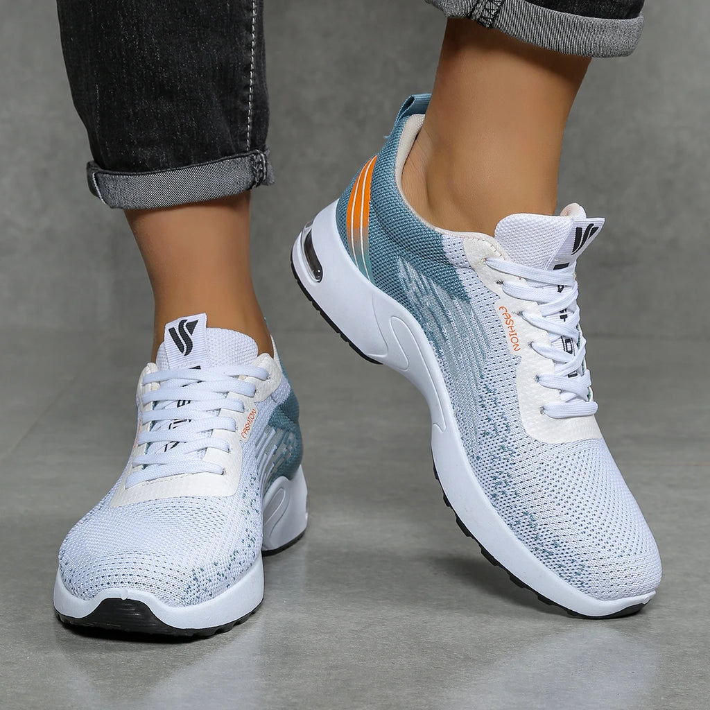 Men's shoes, men's casual shoes, breathable mesh, air-cushioned, soft-soled, color-blocked fashionable sports shoes