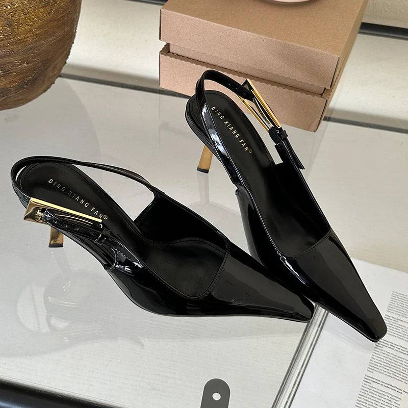 2025 Women Shoes Pumps Sandals Spring Fashion Pointed Toe Slingbacks Female Footwear Summer Ladies Shallow Shoes High Heels