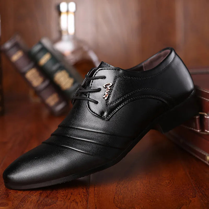 Men's Shoes Luxury Business Dress Shoes Lace Up Non Slip Men Oxford Shoes Pointed Toe Men Flat Shoes Fashion Zapatos De Hombre