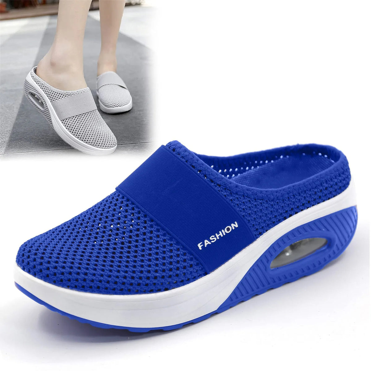 Women Air Cushion Slip On Walking Shoes Breathable Knit Sneakers Lightweight Comfortable Casual Shoes Walking Footwear