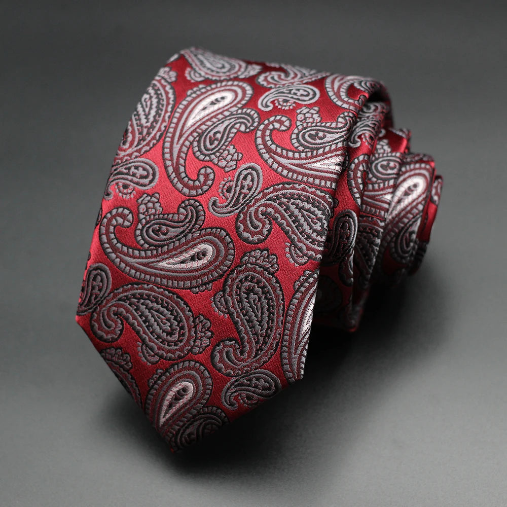 Mens Gift Tie Set Exquisite Red Jacquard Wine Burgundy Paisley Wedding Tie For Men Fashion Design Quality Hanky Dropshipping
