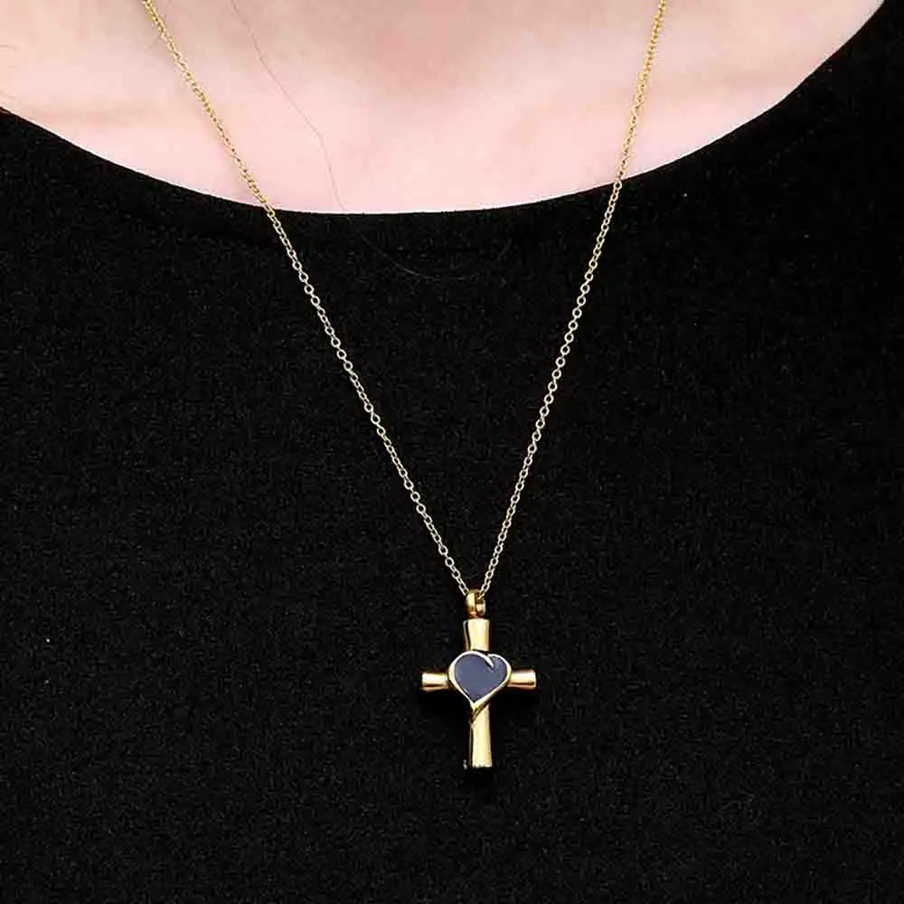 Cremation Jewelry Cross Urn Necklaces for Ashes for Women for Men Cross Memorial Keepsake Urn Pendant