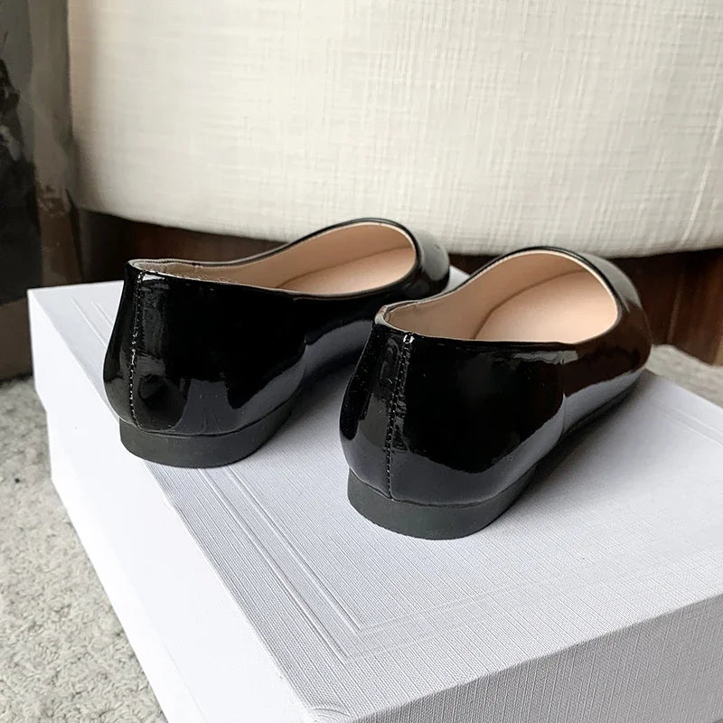 Women's Formal Uniform Shoes Spring Autumn Black Versatile Flat Shoes Women Causal Loafers Non-slip Ladies Ballet Leather Shoes