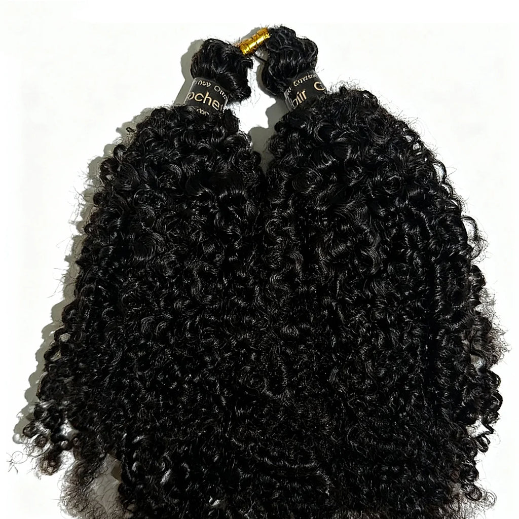 Kinky Curly Feather Crochet Braid Human Hair Extensions Knotless Pre-Separated Crochet Hair Extensions Human Hair Natural Color