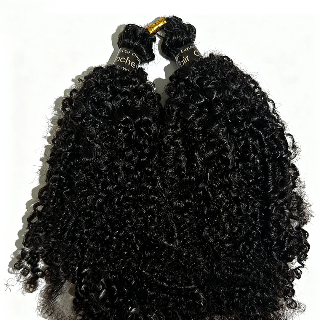 Kinky Curly Feather Crochet Braid Human Hair Extensions Knotless Pre-Separated Crochet Hair Extensions Human Hair Natural Color
