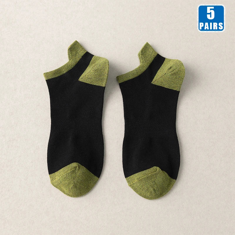 5 Pairs High Quality Cotton Men Short Socks Breathable Casual Spring Summer Crew Ankle Low-Cut Fashion Non-slip Sock for Male