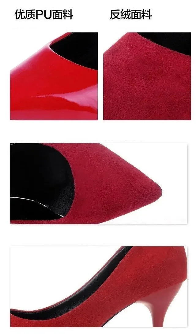Women Shoes Pointed Toe Pumps Patent Leather Dress Red 8CM High Heels Boat Shoes Shadow Wedding  for Wedding Women